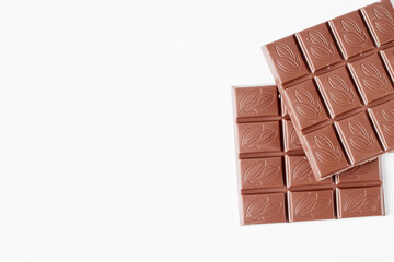 close up a chocolate bar isolated on white background