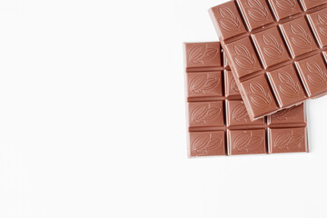 close up a chocolate bar isolated on white background