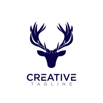 Creative Deer head Logo. design vector template.
