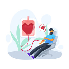 Man donating blood vector illustration concept