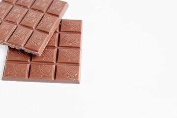 close up a chocolate bar isolated on white background