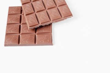 close up a chocolate bar isolated on white background