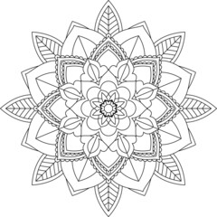 Easy Mandala coloring book simple and basic for beginners, seniors and children. Set of Mehndi flower pattern for Henna drawing and tattoo. Decoration in ethnic oriental, Indian style.