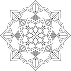 Easy Mandala coloring book simple and basic for beginners, seniors and children. Set of Mehndi flower pattern for Henna drawing and tattoo. Decoration in ethnic oriental, Indian style.