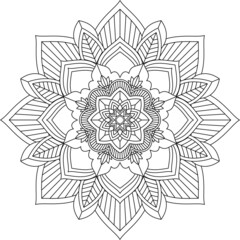 Easy Mandala coloring book simple and basic for beginners, seniors and children. Set of Mehndi flower pattern for Henna drawing and tattoo. Decoration in ethnic oriental, Indian style.