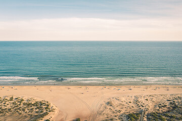 Cabanas beach in the Algarve during September from drone