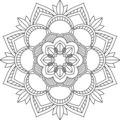 Easy Mandala coloring book simple and basic for beginners, seniors and children. Set of Mehndi flower pattern for Henna drawing and tattoo. Decoration in ethnic oriental, Indian style.