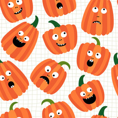 Seamless pattern. Happy halloween. Freehand drawing