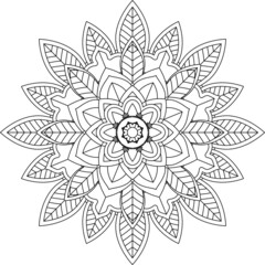 Easy Mandala coloring book simple and basic for beginners, seniors and children. Set of Mehndi flower pattern for Henna drawing and tattoo. Decoration in ethnic oriental, Indian style.