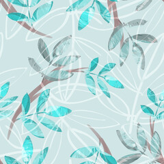 Leaves Seamless Pattern. Watercolor Illustration. 