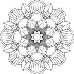 Easy Mandala coloring book simple and basic for beginners, seniors and children. Set of Mehndi flower pattern for Henna drawing and tattoo. Decoration in ethnic oriental, Indian style.