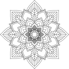 Easy Mandala coloring book simple and basic for beginners, seniors and children. Set of Mehndi flower pattern for Henna drawing and tattoo. Decoration in ethnic oriental, Indian style.