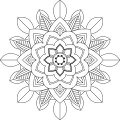 Easy Mandala coloring book simple and basic for beginners, seniors and children. Set of Mehndi flower pattern for Henna drawing and tattoo. Decoration in ethnic oriental, Indian style.