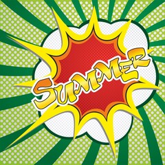 summer - word pop art retro vector illustration. Comic book style imitation.