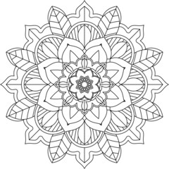 Easy Mandala coloring book simple and basic for beginners, seniors and children. Set of Mehndi flower pattern for Henna drawing and tattoo. Decoration in ethnic oriental, Indian style.