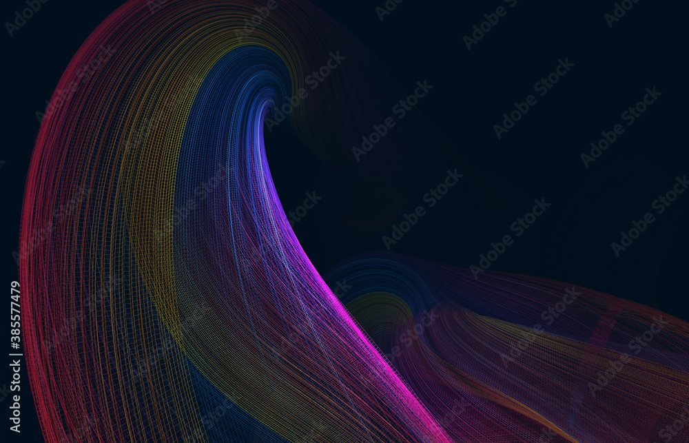 Poster abstract colored polygonal mesh background. 3d rendering