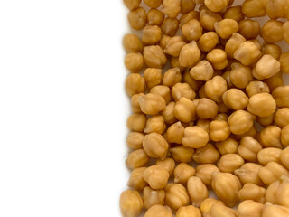 Garbanzo beans or chickpea spread on an isolated white background