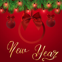 Christmas, New Year illustration. Greeting card. For web design, print, vector. Art.