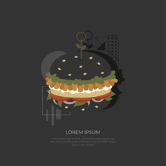 Black veggie burger poster design