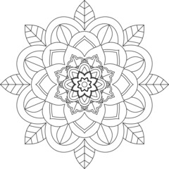 Easy Mandala coloring book simple and basic for beginners, seniors and children. Set of Mehndi flower pattern for Henna drawing and tattoo. Decoration in ethnic oriental, Indian style.