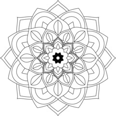 Easy Mandala coloring book simple and basic for beginners, seniors and children. Set of Mehndi flower pattern for Henna drawing and tattoo. Decoration in ethnic oriental, Indian style.