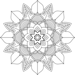 Easy Mandala coloring book simple and basic for beginners, seniors and children. Set of Mehndi flower pattern for Henna drawing and tattoo. Decoration in ethnic oriental, Indian style.