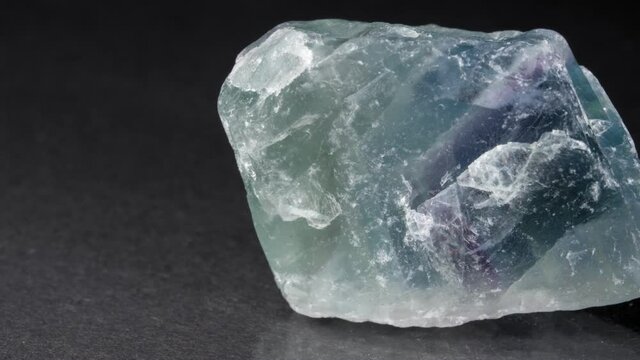 Mineral fluorite on a black background. A floating spar close-up of the view.