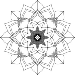 Easy Mandala coloring book simple and basic for beginners, seniors and children. Set of Mehndi flower pattern for Henna drawing and tattoo. Decoration in ethnic oriental, Indian style.