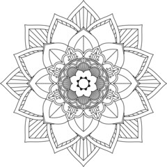 Easy Mandala coloring book simple and basic for beginners, seniors and children. Set of Mehndi flower pattern for Henna drawing and tattoo. Decoration in ethnic oriental, Indian style.
