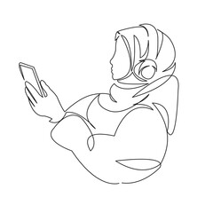 muslim girl listening to music