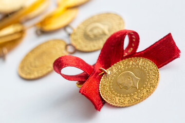 Traditional Turkish gold coins (Turkish name; Ceyrek altin)