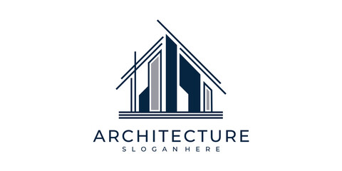 Set logo architecture with line art style concept logo design inspiration