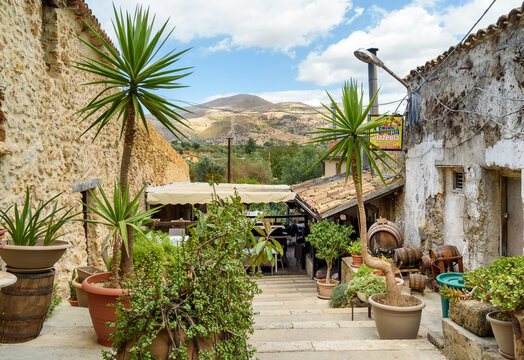 Parrini, Sicily, Italy - September 27, 2020: Narrow street in the center of ancient village Parrini in the municipality of Partinico, province of Palermo, Sicily, Italy