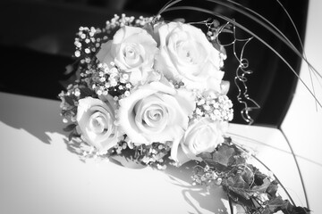 Brautstrauß mit rosa Rosen für den schönsten Tag im Leben, Hochzeit