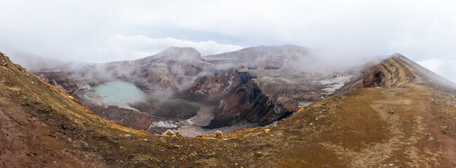 Panorama of Gorely volcano, Kamchatka peninsula, Russia
