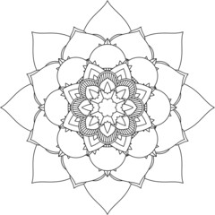 Easy Mandala coloring book simple and basic for beginners, seniors and children. Set of Mehndi flower pattern for Henna drawing and tattoo. Decoration in ethnic oriental, Indian style.