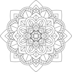 Easy Mandala coloring book simple and basic for beginners, seniors and children. Set of Mehndi flower pattern for Henna drawing and tattoo. Decoration in ethnic oriental, Indian style.