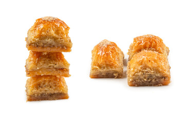 Delicious sweet baklava isolated on white background.