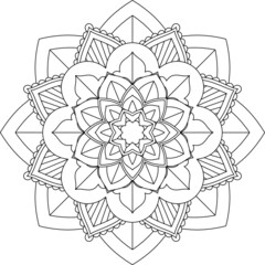 Fototapeta premium Easy Mandala coloring book simple and basic for beginners, seniors and children. Set of Mehndi flower pattern for Henna drawing and tattoo. Decoration in ethnic oriental, Indian style.