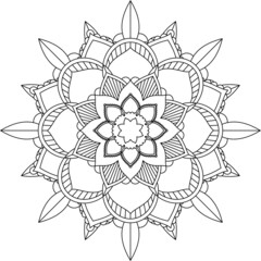 Easy Mandala coloring book simple and basic for beginners, seniors and children. Set of Mehndi flower pattern for Henna drawing and tattoo. Decoration in ethnic oriental, Indian style.