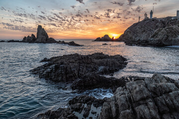 Sunset on a beautiful coast