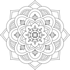 Easy Mandala coloring book simple and basic for beginners, seniors and children. Set of Mehndi flower pattern for Henna drawing and tattoo. Decoration in ethnic oriental, Indian style.