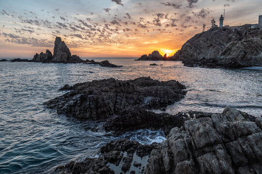 Sunset on a beautiful coast