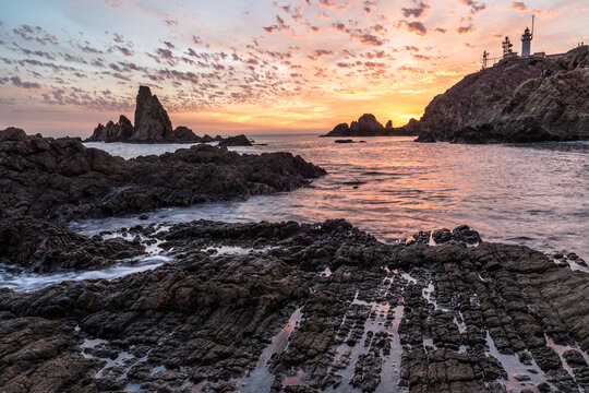 Sunset on a beautiful coast