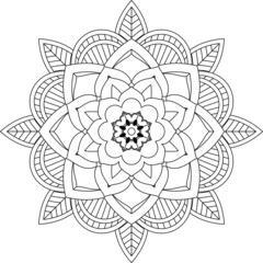 Easy Mandala coloring book simple and basic for beginners, seniors and children. Set of Mehndi flower pattern for Henna drawing and tattoo. Decoration in ethnic oriental, Indian style.