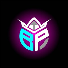 Initial minimalist B P Monogram logo letter with halloween edition mask vector image, for game profiles, invitations, letters, etc.