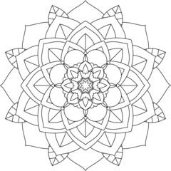 Easy Mandala coloring book simple and basic for beginners, seniors and children. Set of Mehndi flower pattern for Henna drawing and tattoo. Decoration in ethnic oriental, Indian style.