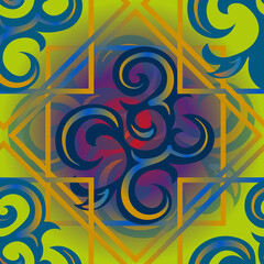 Swirling blue patterns on a bright background seamless pattern