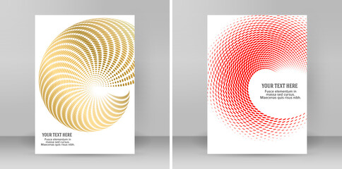 Design elements. Editable halftone frame dot circle pattern swirl on white background