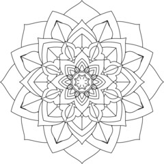 Easy Mandala coloring book simple and basic for beginners, seniors and children. Set of Mehndi flower pattern for Henna drawing and tattoo. Decoration in ethnic oriental, Indian style.